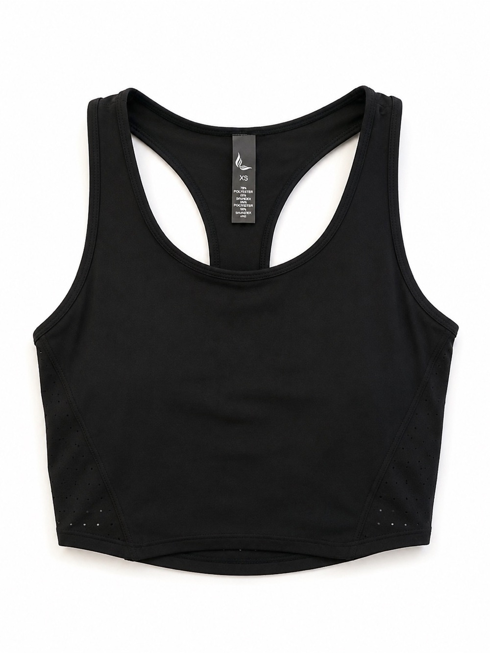 Leapstride Women’s Cropped Bra Top Black Racerback Mesh XS NWT